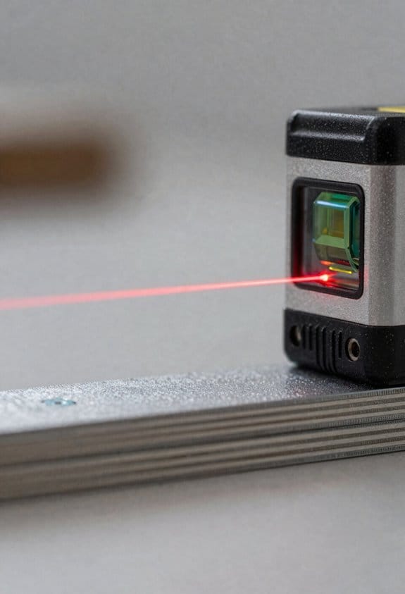 laser guided shim level cabinet alignment